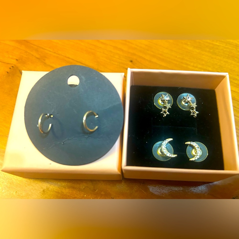 🌟3 Pairs! Stars, Moons, Hoops Earrings🌙